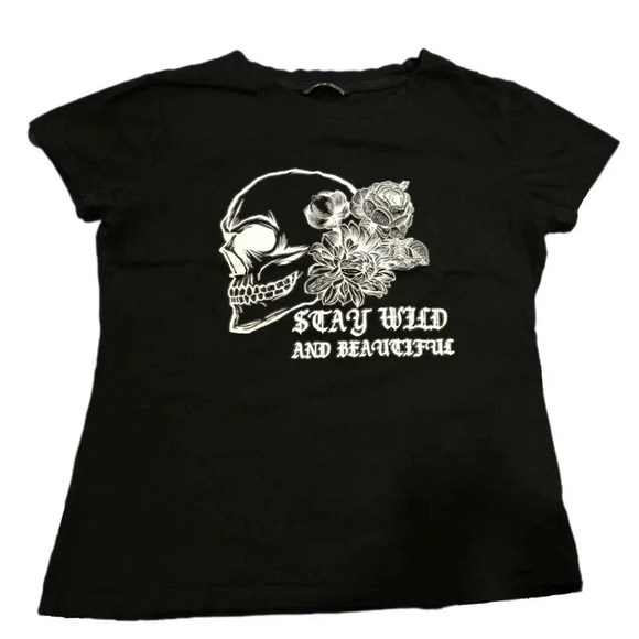 Shein, Size M, Black Skull T-shirt - Picture 1 of 12